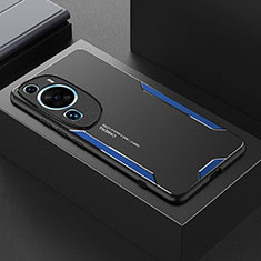 Funda Lujo Marco de Aluminio y Silicona Carcasa Bumper PB1 para Huawei P60 Art Azul