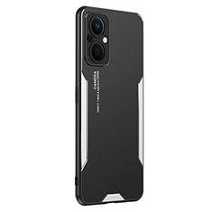 Funda Lujo Marco de Aluminio y Silicona Carcasa Bumper PB1 para OnePlus Nord N20 5G Plata