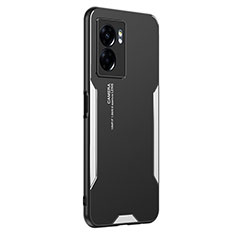 Funda Lujo Marco de Aluminio y Silicona Carcasa Bumper PB1 para OnePlus Nord N20 SE Plata