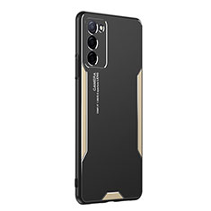 Funda Lujo Marco de Aluminio y Silicona Carcasa Bumper PB1 para Oppo A53s 5G Oro