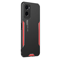 Funda Lujo Marco de Aluminio y Silicona Carcasa Bumper PB1 para Oppo A76 Rojo