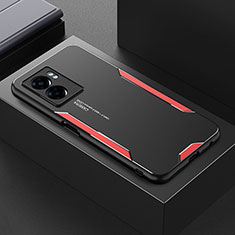 Funda Lujo Marco de Aluminio y Silicona Carcasa Bumper PB1 para Oppo A77 5G Rojo