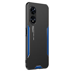 Funda Lujo Marco de Aluminio y Silicona Carcasa Bumper PB1 para Oppo A78 5G Azul