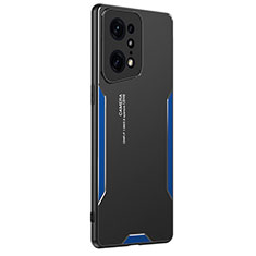 Funda Lujo Marco de Aluminio y Silicona Carcasa Bumper PB1 para Oppo Find X5 Pro 5G Azul