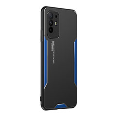 Funda Lujo Marco de Aluminio y Silicona Carcasa Bumper PB1 para Oppo Reno5 Z 5G Azul