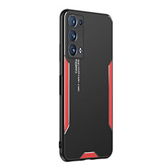 Funda Lujo Marco de Aluminio y Silicona Carcasa Bumper PB1 para Oppo Reno6 Pro 5G Rojo