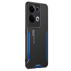 Funda Lujo Marco de Aluminio y Silicona Carcasa Bumper PB1 para Oppo Reno8 Pro 5G Azul