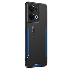 Funda Lujo Marco de Aluminio y Silicona Carcasa Bumper PB1 para Oppo Reno9 Pro 5G Azul