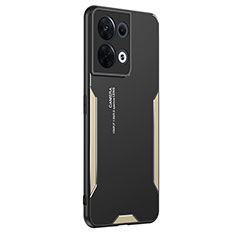 Funda Lujo Marco de Aluminio y Silicona Carcasa Bumper PB1 para Oppo Reno9 Pro 5G Oro