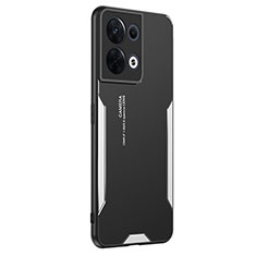 Funda Lujo Marco de Aluminio y Silicona Carcasa Bumper PB1 para Oppo Reno9 Pro 5G Plata