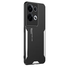 Funda Lujo Marco de Aluminio y Silicona Carcasa Bumper PB1 para Oppo Reno9 Pro+ Plus 5G Plata