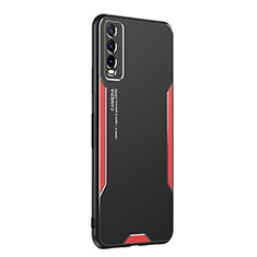 Funda Lujo Marco de Aluminio y Silicona Carcasa Bumper PB1 para Vivo Y12s Rojo