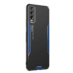 Funda Lujo Marco de Aluminio y Silicona Carcasa Bumper PB1 para Vivo Y20s Azul