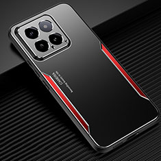 Funda Lujo Marco de Aluminio y Silicona Carcasa Bumper PB1 para Xiaomi Mi 14 5G Rojo