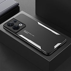 Funda Lujo Marco de Aluminio y Silicona Carcasa Bumper PB1 para Xiaomi Redmi Note 13 5G Plata