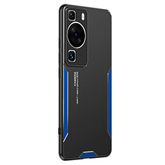 Funda Lujo Marco de Aluminio y Silicona Carcasa Bumper PB2 para Huawei P60 Pro Azul
