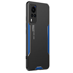 Funda Lujo Marco de Aluminio y Silicona Carcasa Bumper PB2 para Vivo X60 Pro 5G Azul