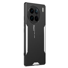 Funda Lujo Marco de Aluminio y Silicona Carcasa Bumper PB2 para Vivo X90 Pro 5G Plata