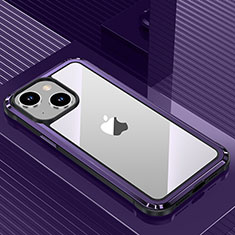 Funda Lujo Marco de Aluminio y Silicona Carcasa Bumper QC1 para Apple iPhone 14 Morado