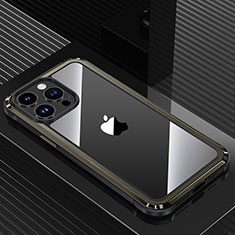 Funda Lujo Marco de Aluminio y Silicona Carcasa Bumper QC1 para Apple iPhone 14 Pro Negro