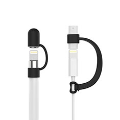 Funda Silicona Cap Tapa Soporte Cable Lightning Adaptador Tether Anti-Perdido para Apple Pencil Negro
