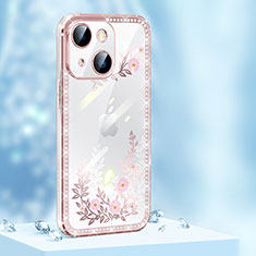 Funda Silicona Carcasa Goma Bling-Bling AT1 para Apple iPhone 14 Oro Rosa