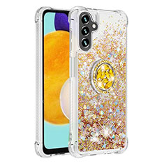 Funda Silicona Carcasa Goma Bling-Bling con Anillo de dedo Soporte S01 para Samsung Galaxy A04s Oro