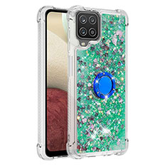 Funda Silicona Carcasa Goma Bling-Bling con Anillo de dedo Soporte S01 para Samsung Galaxy A12 Nacho Verde