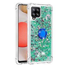 Funda Silicona Carcasa Goma Bling-Bling con Anillo de dedo Soporte S01 para Samsung Galaxy A42 5G Verde