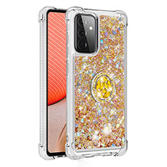 Funda Silicona Carcasa Goma Bling-Bling con Anillo de dedo Soporte S01 para Samsung Galaxy A72 5G Oro