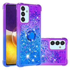 Funda Silicona Carcasa Goma Bling-Bling con Anillo de dedo Soporte S02 para Samsung Galaxy A34 5G Morado