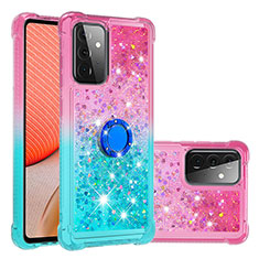 Funda Silicona Carcasa Goma Bling-Bling con Anillo de dedo Soporte S02 para Samsung Galaxy A72 5G Rosa