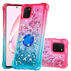 Funda Silicona Carcasa Goma Bling-Bling con Anillo de dedo Soporte S02 para Samsung Galaxy A81 Rosa