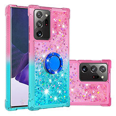 Funda Silicona Carcasa Goma Bling-Bling con Anillo de dedo Soporte S02 para Samsung Galaxy Note 20 Ultra 5G Rosa