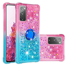 Funda Silicona Carcasa Goma Bling-Bling con Anillo de dedo Soporte S02 para Samsung Galaxy S20 FE 4G Rosa