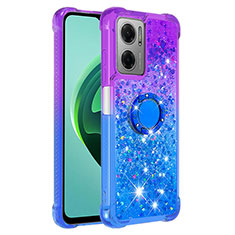 Funda Silicona Carcasa Goma Bling-Bling con Anillo de dedo Soporte S02 para Xiaomi Redmi Note 11E 5G Morado