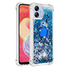 Funda Silicona Carcasa Goma Bling-Bling con Anillo de dedo Soporte YB1 para Samsung Galaxy M04 Azul