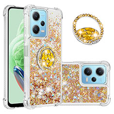 Funda Silicona Carcasa Goma Bling-Bling con Anillo de dedo Soporte YB1 para Xiaomi Poco X5 5G Oro