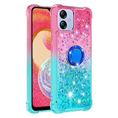 Funda Silicona Carcasa Goma Bling-Bling con Anillo de dedo Soporte YB2 para Samsung Galaxy M04 Rosa