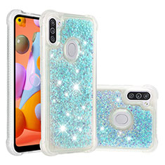 Funda Silicona Carcasa Goma Bling-Bling S01 para Samsung Galaxy A11 Azul Cielo