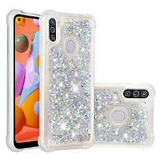 Funda Silicona Carcasa Goma Bling-Bling S01 para Samsung Galaxy A11 Plata