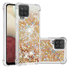 Funda Silicona Carcasa Goma Bling-Bling S01 para Samsung Galaxy A12 Nacho Oro