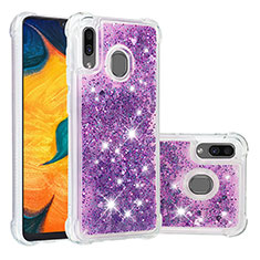 Funda Silicona Carcasa Goma Bling-Bling S01 para Samsung Galaxy A30 Morado