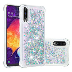 Funda Silicona Carcasa Goma Bling-Bling S01 para Samsung Galaxy A50S Plata