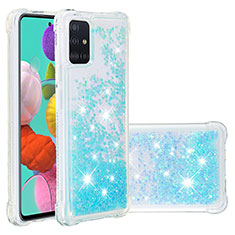 Funda Silicona Carcasa Goma Bling-Bling S01 para Samsung Galaxy A51 5G Azul Cielo