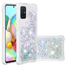 Funda Silicona Carcasa Goma Bling-Bling S01 para Samsung Galaxy A71 4G A715 Plata