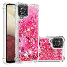 Funda Silicona Carcasa Goma Bling-Bling S01 para Samsung Galaxy F12 Rosa Roja