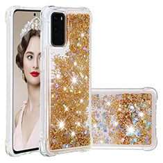 Funda Silicona Carcasa Goma Bling-Bling S01 para Samsung Galaxy S20 Oro