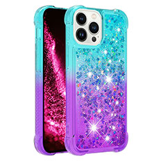 Funda Silicona Carcasa Goma Bling-Bling S02 para Apple iPhone 14 Pro Azul Cielo