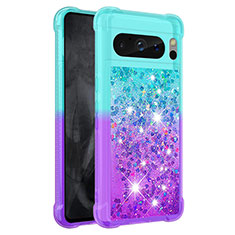 Funda Silicona Carcasa Goma Bling-Bling S02 para Google Pixel 8 Pro 5G Azul Cielo